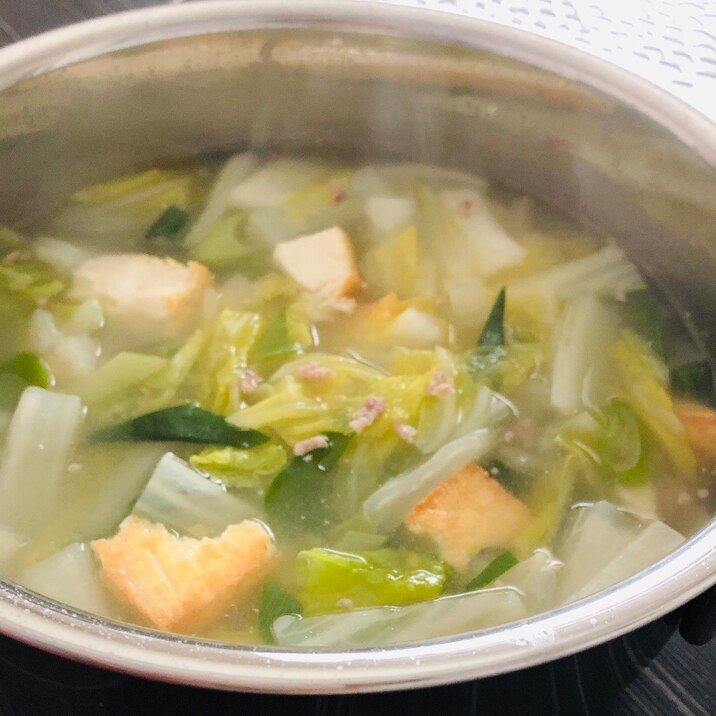 厚揚げと白菜の旨塩とろみスープ